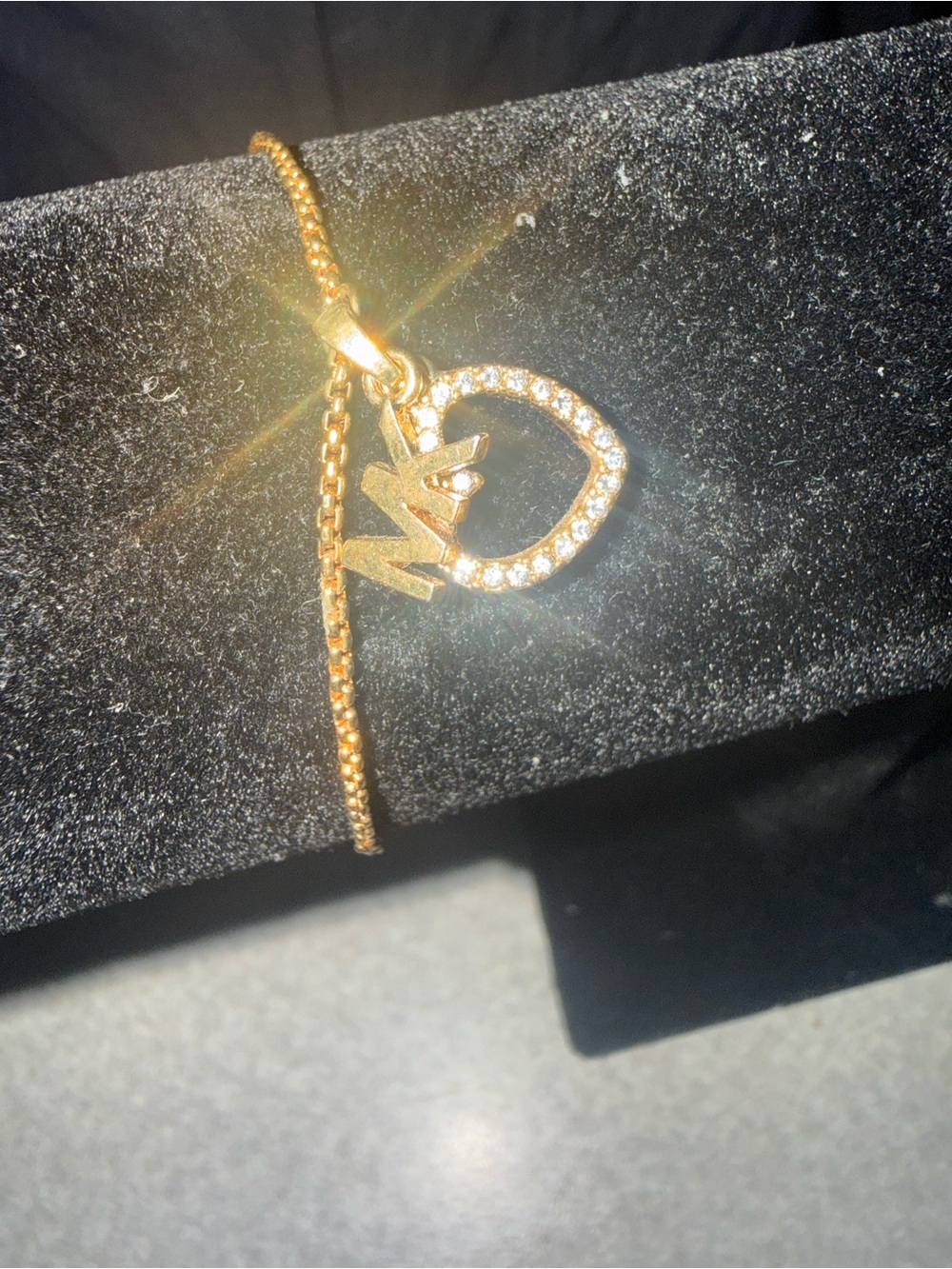Michael Kors Gold Initial 'M' and Pave Teardrop Necklace